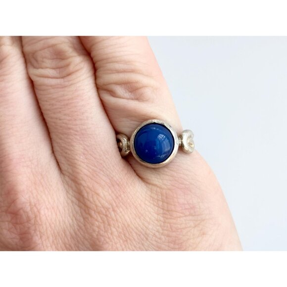 Lapis Lazuli Modernist Southwest 925 Sterling Silver Vintage Ring - sz 5.25 - Picture 6 of 9